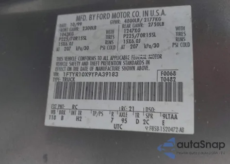 2000 Ford Ranger Xlt from USA, damaged, VIN 1FTYR10X9YPA39183